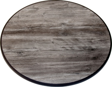 Tischplatte Lagos 70 cm rund Dekor HPL Vintage Pinie, Kunststoffkante anthrazit Trägermaterial Holzspanplatte